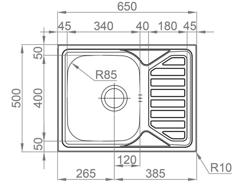 Set Sinks OKIO 650 V leštěný + baterie EVERA chrom