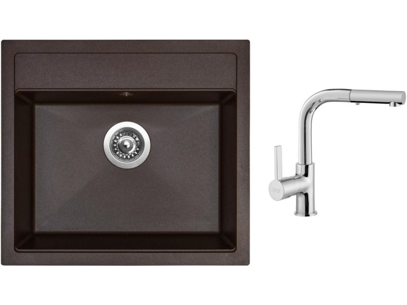 Set Sinks SOLO 560 Marone + batéria Sinks ENIGMA S chróm