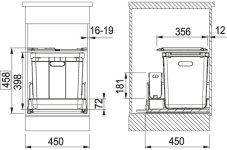 Odpadkový koš Franke 350-45 nákres
