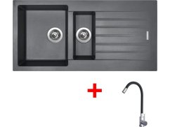 Set Sinks Perfecto 1000.1 Titanium + Elasta nerez/černá