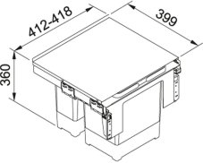 Výsuvný odpadkový koš Franke Garbo 45-2 nákres