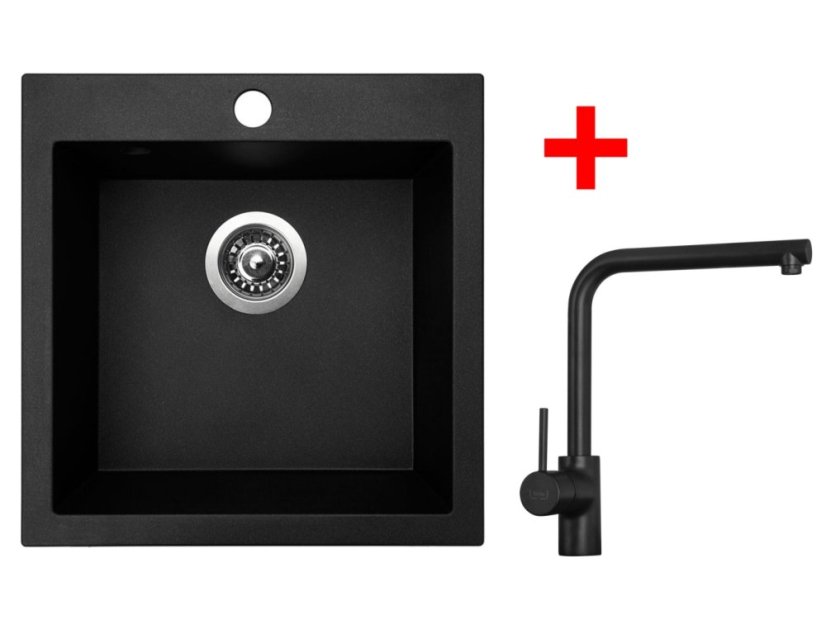 Sinks VIVA 455 Granblack + Elka čierná matná