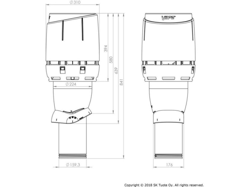 Digestoř Faber Větrací komínek na střechu 160 - hnědá