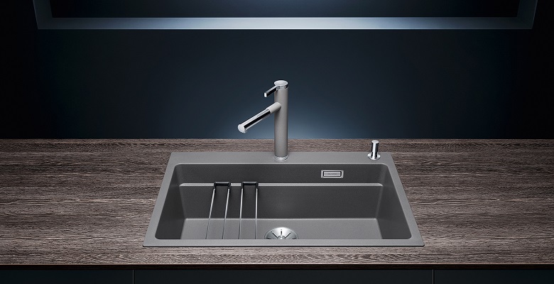 Granitový dřez Blanco ETAGON 8 Černá, s excentrem