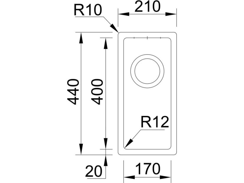 Nerezový dřez Sinks BOX 210 RO 1,0mm