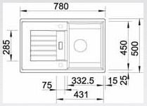 Granitový drez Blanco ZIA 45 S sivá vulkán s excentrom