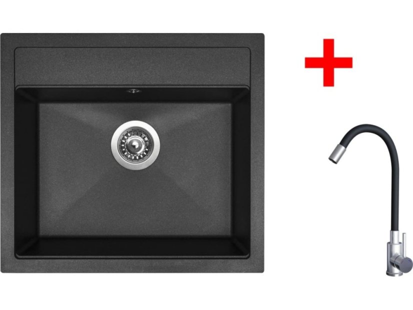 Sinks SOLO 560 Granblack + Elasta nerez/čierná