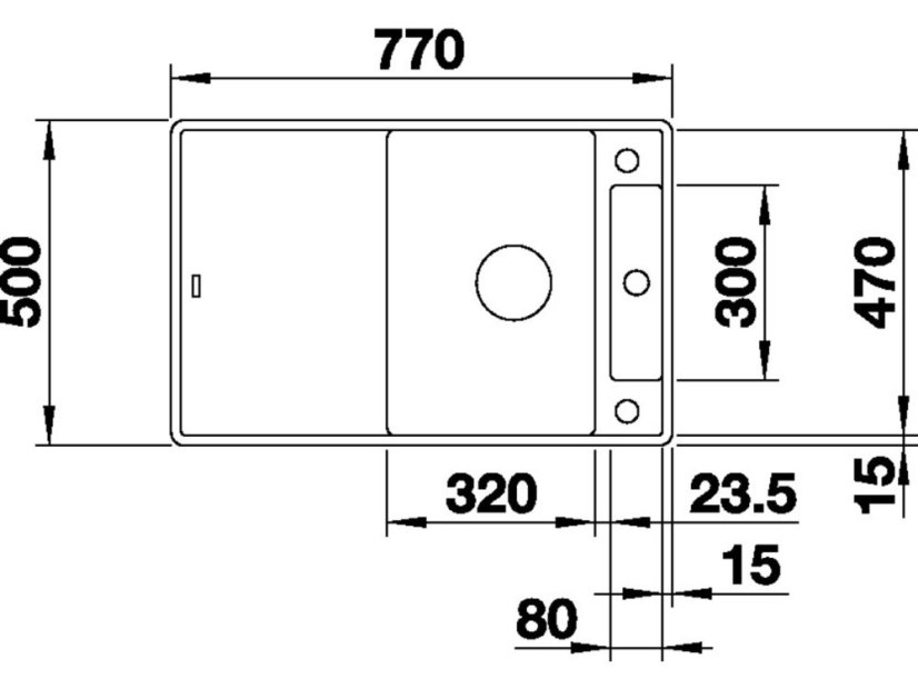 Granitový dřez Blanco AXIA III 45 S-F InFino šedá skála dřez vpravo s excentrem přísluš. s