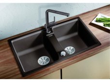Granitový dřez Blanco LEXA 8 InFino tartufo oboustranný s excentrem