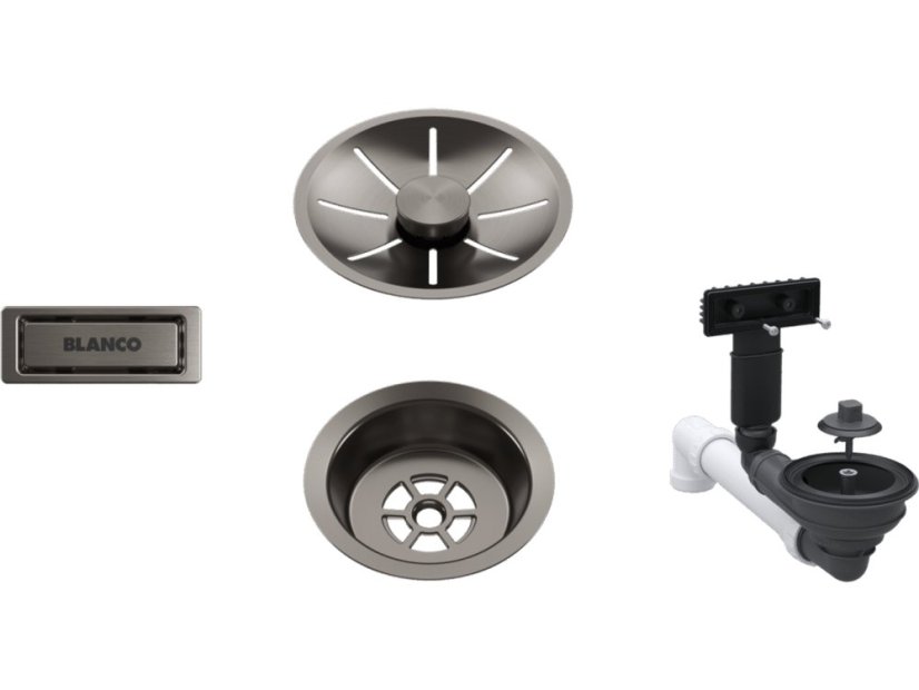 Blanco odtoková sada InFino pro jednu vaničku + táhlo, Satin platinum Blanco odtoková sada InFino pro jednu vaničku + táhlo, Satin platinum