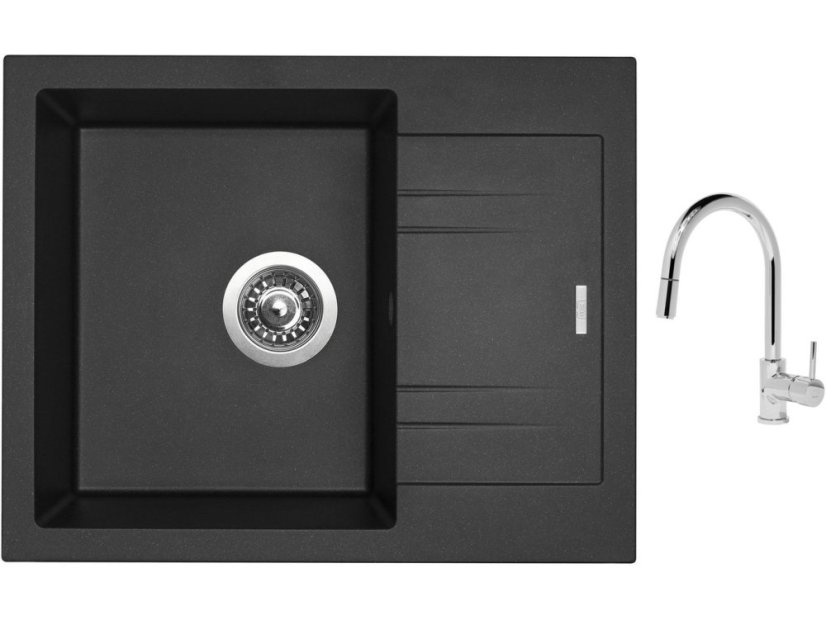 Set Sinks LINEA 600 N Metalblack + baterie Sinks MIX 35 P chrom