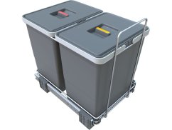 Vstavaný odpadkový kôš Elletipi ECOFIL - výsuvný, s rámom, 18+18 l - 1