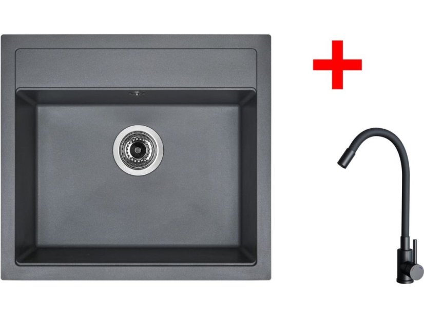 Set Sinks Solo 560 Titanium + Elasta černá matná