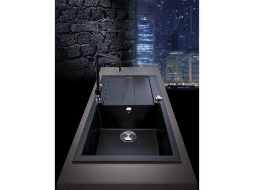 Set Sinks Amanda 860 Titanium + Elasta nerez/černá