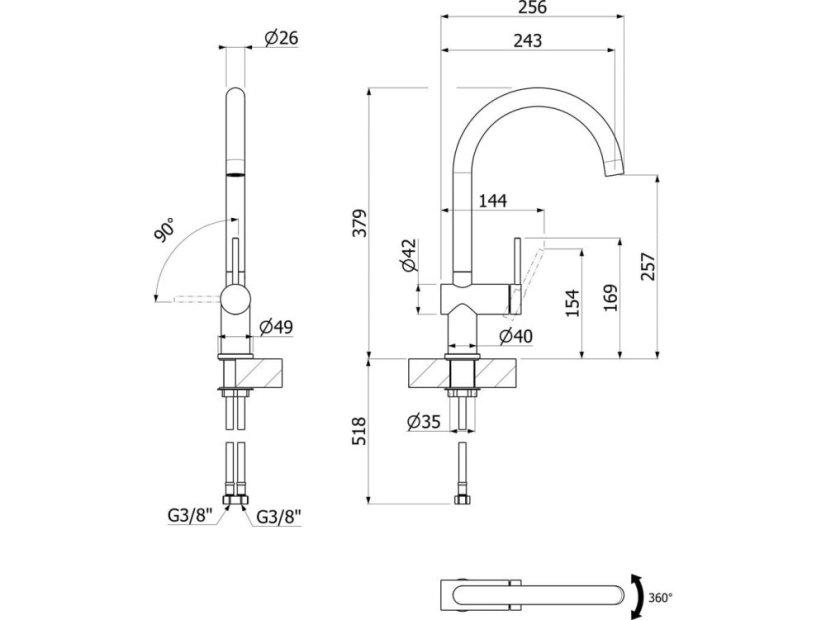 Dřezová baterie Sinks OXA celonerezová-2
