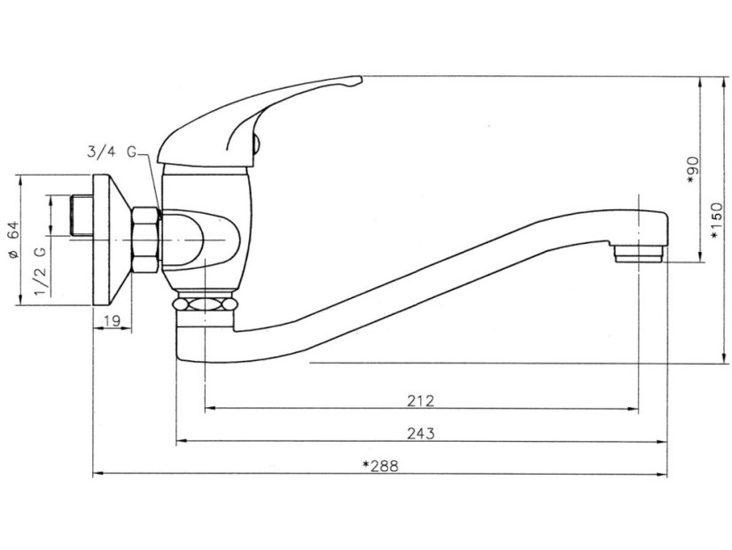Nástenná batéria 150 mm Titania Iris chróm