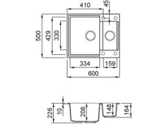 Granitový dřez Elleci Easy 150 G40 nákres