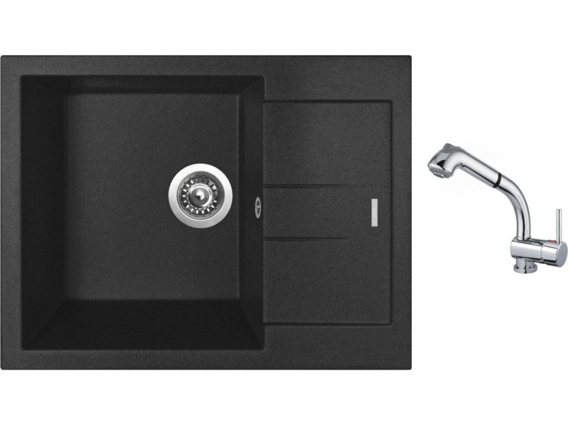 Set Sinks AMANDA 650 Metalblack + batéria Sinks MIX 3 S Chróm