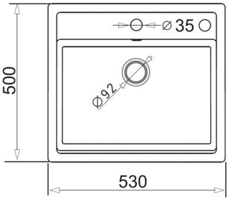 Granitový drez Pyramis Camea 53x50 1B Čierna