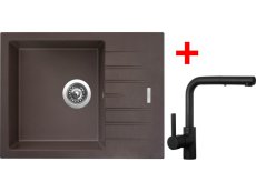 Sinks PERFECTO 650 Marone + ENIGMA S Černá matná Sinks PERFECTO 650 Marone + ENIGMA S Černá matná