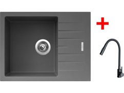 Sinks PERFECTO 650 Titanium + ELASTA S čierná matná