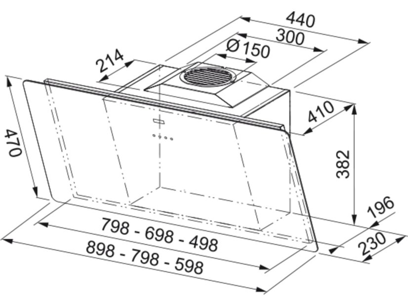 Komínový digestor Franke FSMA 905 BK Čierne sklo