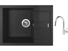 Set Sinks AMANDA 650 Metalblack + batéria Sinks MIX 35 P chróm Set Sinks AMANDA 650 Metalblack + batéria Sinks MIX 35 P chróm