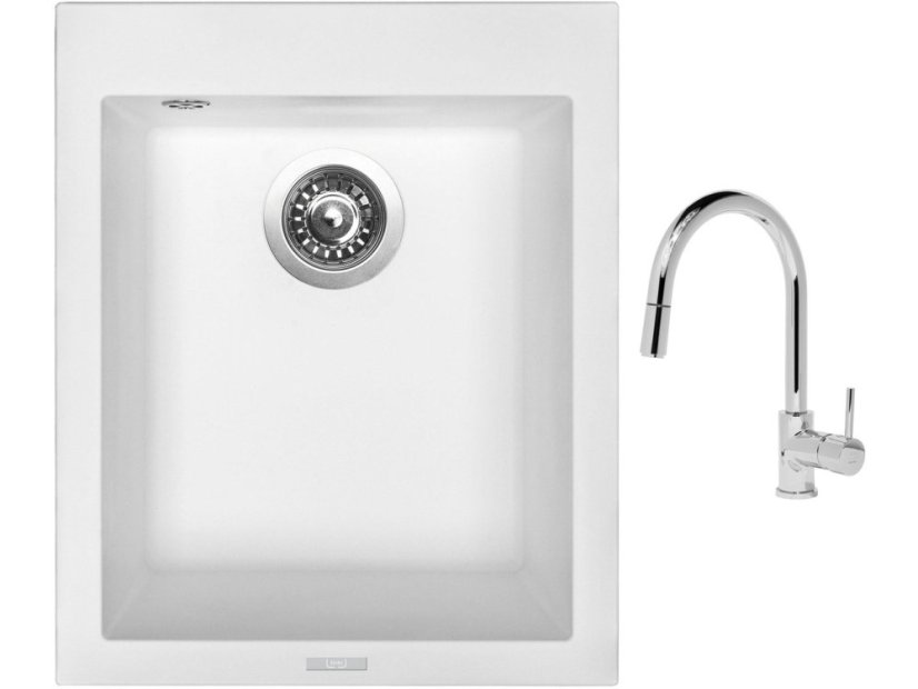 Set Sinks CUBE 410 Milk + baterie Sinks MIX 35 P chrom