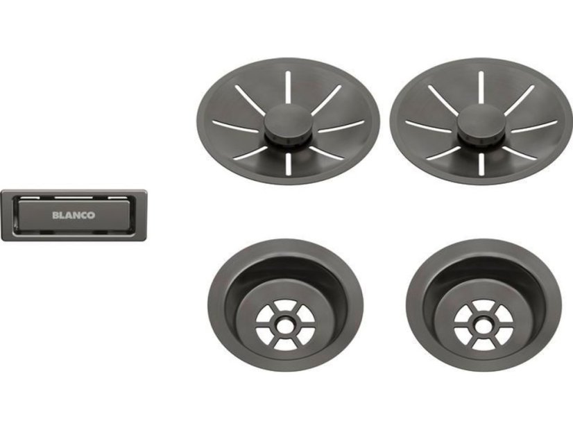 Komponenty Blanco InFino pro dvě vaničky, Satin dark steel