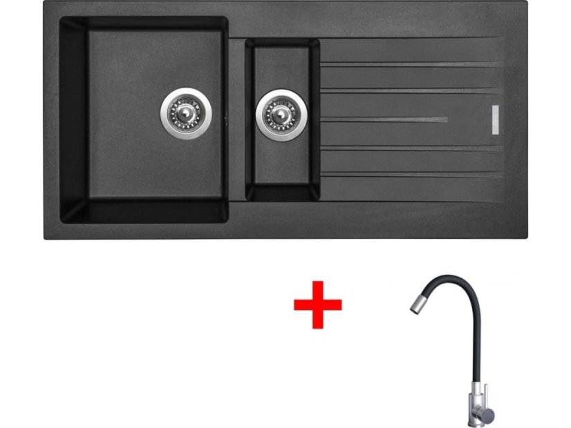Set Sinks Perfecto 1000.1 Metalblack + Elasta nerez/čierná