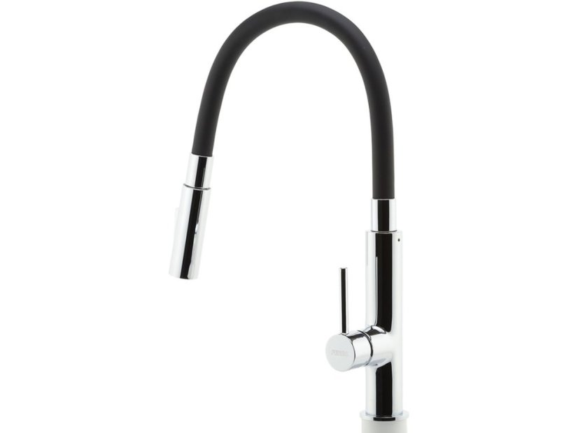 Drezová stojanková batéria s čiernym ramenom a sprškou