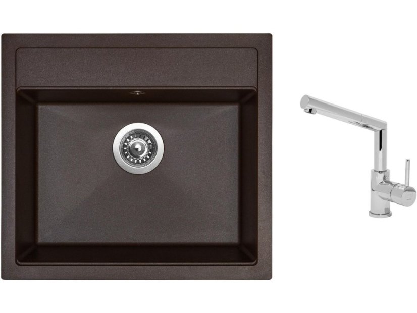 Set Sinks SOLO 560 Marone + baterie Sinks MIX 350 P chrom