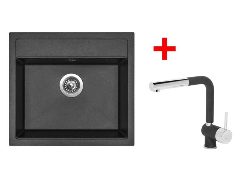 Set Sinks SOLO 560 Metalblack + Mix 3 P GR