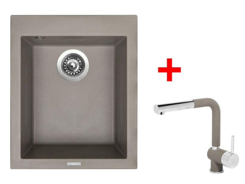 Set Sinks CUBE 410 Truffle + Mix 3 P GR