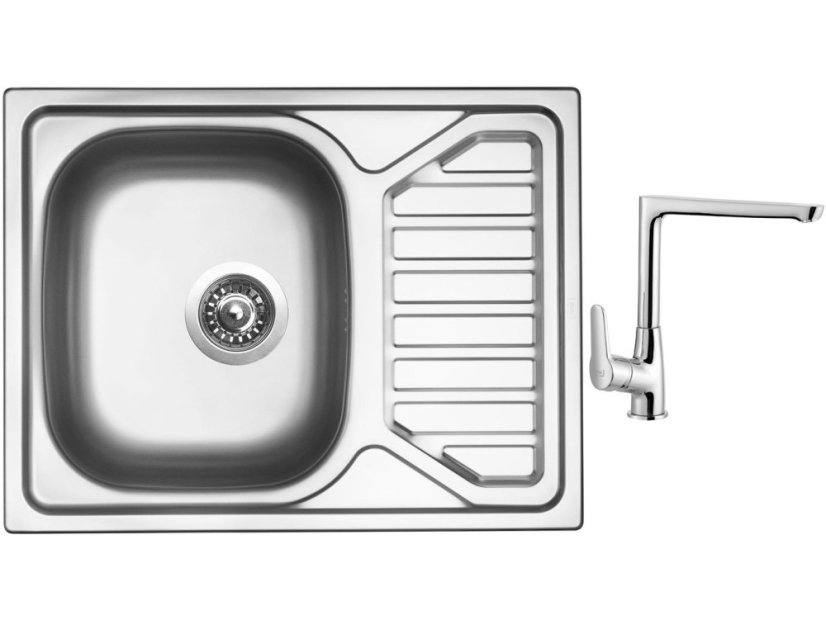 Set Sinks OKIO 650 V leštený + batéria Sinks batéria CASPIRA chróm