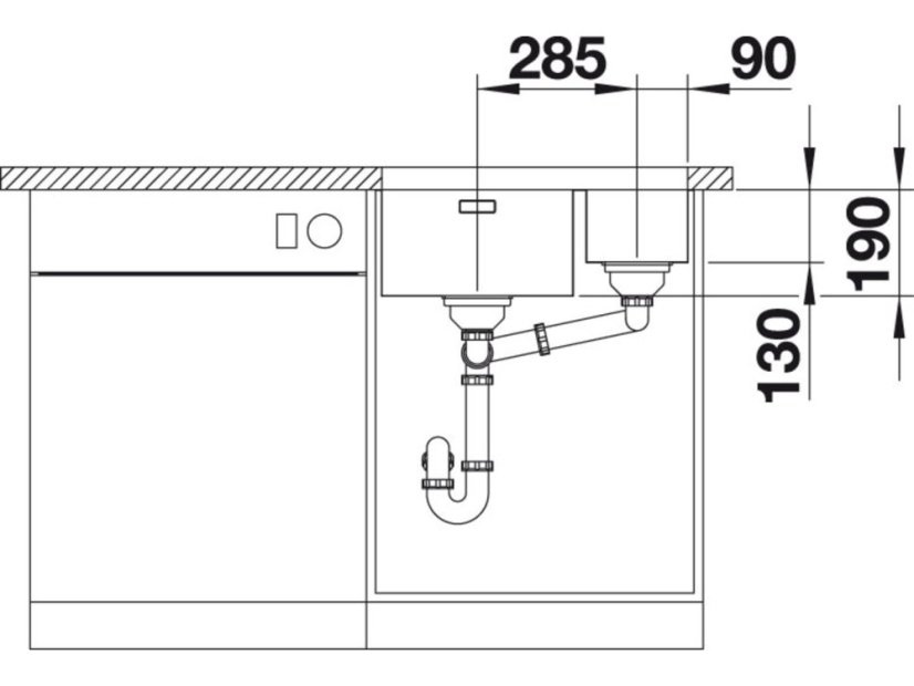 Nerezový drez Blanco ANDANO 340/180 U InFino Nerez hodvábny lesk drez vľavo