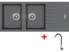 Set Sinks Perfecto 1160 Duo Titanium + Elasta nerez/čierná