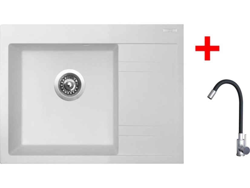 Set Sinks Rim 650 L Milk + Elasta nerez/černá