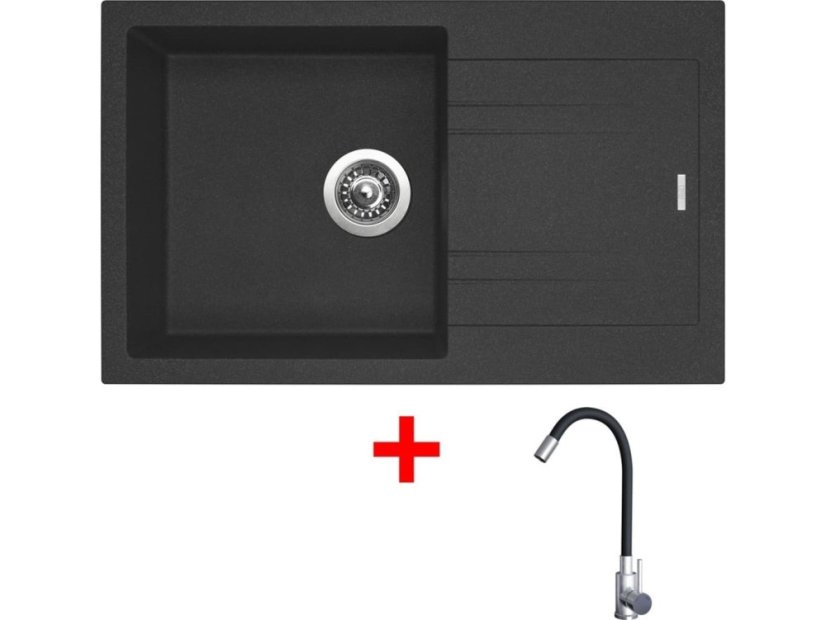 Sinks LINEA 780 Granblack + Elasta nerez/černá