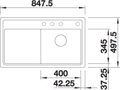Granitový dřez Blanco ZENAR 45 S-F InFino šedá skála dřez vpravo s excentrem bez přísl.