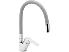 Drezová batéria so šedým flexi ramenom Metalia 54, chróm