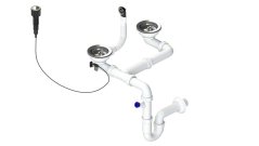 Drezový sifón 3 1/2" pre granit. drezy s extra úsporou miesta as exc. ovládačom