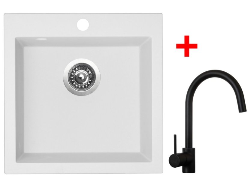 Set Sinks Viva 455 Milk + Vitalia černá matná