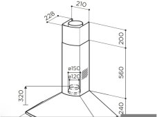 Komínová digestoř Faber Tender X A90 nákres