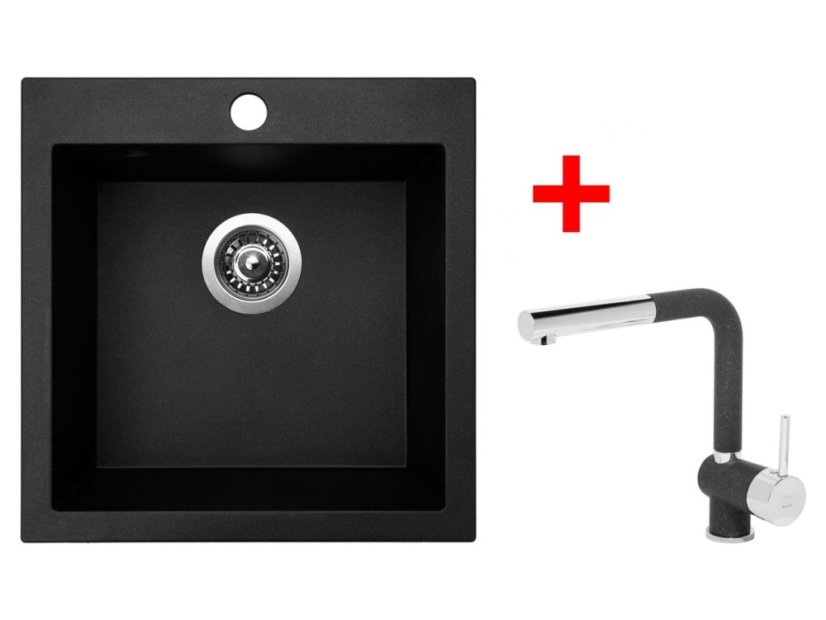 Set Sinks Viva 455 Granblack + Mix 3 P GR