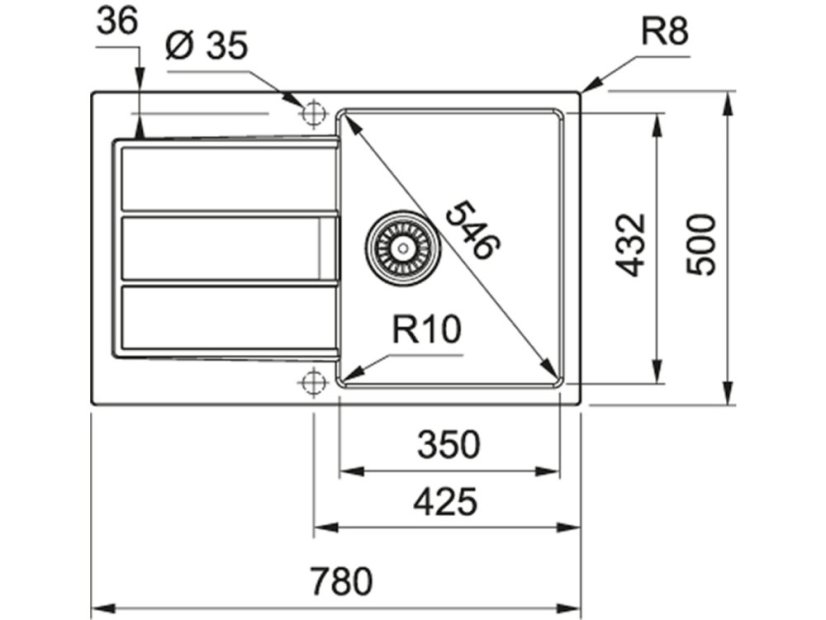 Tectonitový dřez Franke S2D 611-78 Bílá