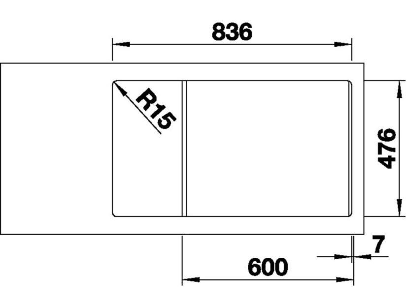 Nerezový drez Blanco Andano XL 6S-IF Compact InFino nerez hodvábny lesk drez vpravo