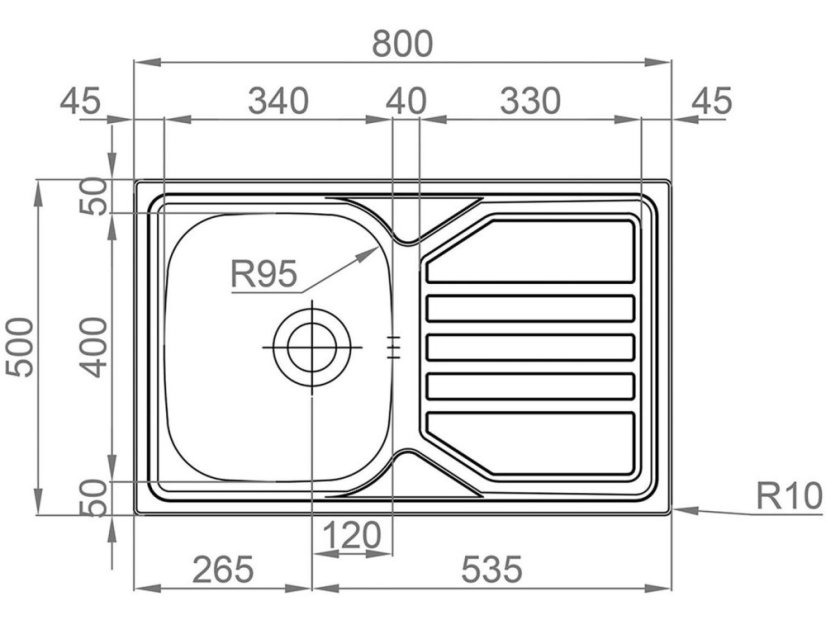 Set Sinks OKIO 800 V leštený + batéria Sinks CASPIRA chróm