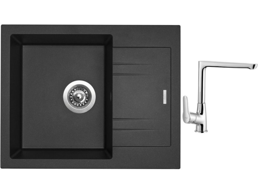 Set Sinks LINEA 600 N Metalblack + baterie Sinks baterie CASPIRA chrom