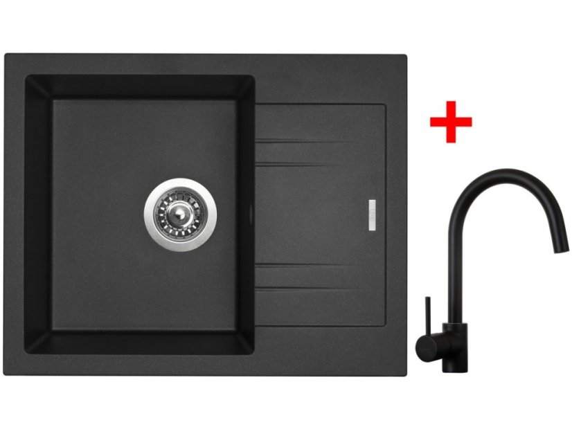 Sinks LINEA 600 Metalblack + Vitalia čierná matná